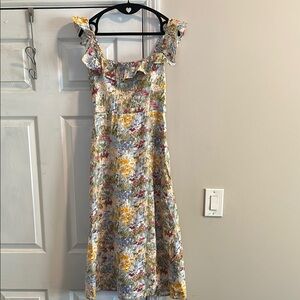 Reformation Floral Ruffle Dress
